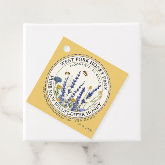 Wilde-bloemhoningetiket met bijen aangestreepte ra bedankjes labels (In situ)