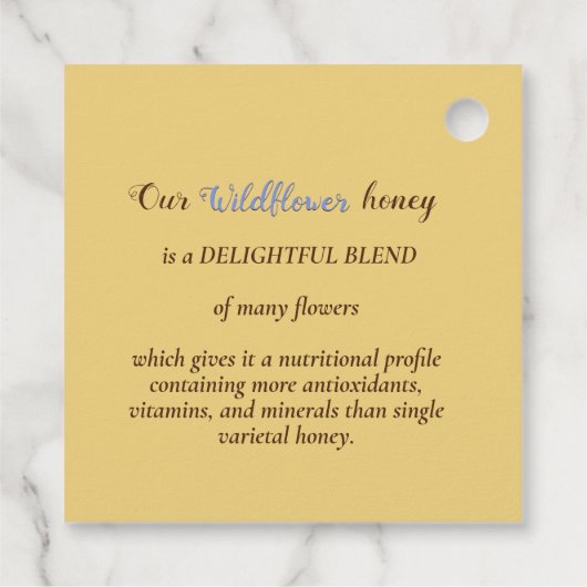 Wilde-bloemhoningetiket met bijen aangestreepte ra bedankjes labels (Achterkant)