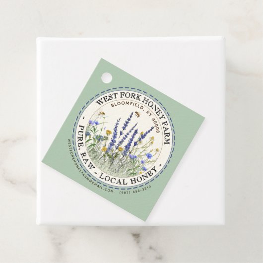 Wilde-bloemhoningetiket met bijen aangestreepte ra bedankjes labels (In situ)