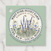 Wilde-bloemhoningetiket met bijen aangestreepte ra bedankjes labels (Voorkant)