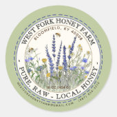 Wilde-bloemhoningetiket met bijen aangestreepte ra ronde sticker (Voorkant)