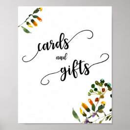Wilde-bloemkaartjes en cadeaubord poster