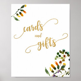 Wilde-bloemkaartjes en cadeaubord poster