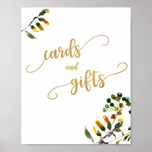 Wilde-bloemkaartjes en cadeaubord poster