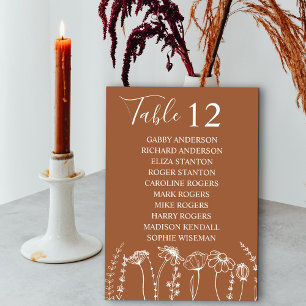 Wilde bloemketch Oranje tafelnummer zitplaats