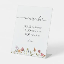 Wilde bloempalk reclamebord met voetstuk