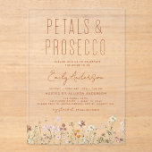 Wilde bloempitten en Vrijgezellenfeest van Prosecc Acryl Uitnodigingen (Voorkant)