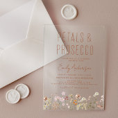 Wilde bloempitten en Vrijgezellenfeest van Prosecc Acryl Uitnodigingen