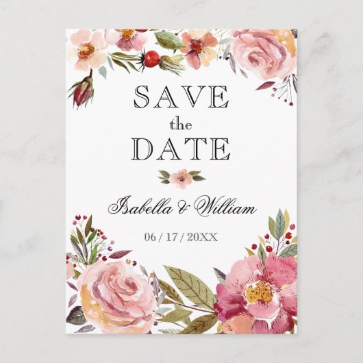 Wilde Bloemrijke Zomer Boho Save the Date Trouwen Aankondigingskaart (Voorkant)