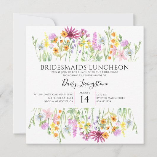 Wilde bloemruitjes Luncheon Kaart (Voorkant)