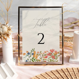 Wilde bloemscript Tabelnummer Kaart