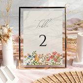 Wilde bloemscript Tabelnummer Kaart