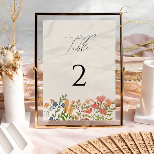 Wilde bloemscript Tabelnummer Kaart