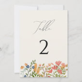 Wilde bloemscript Tabelnummer Kaart (Voorkant)