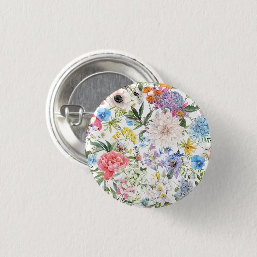 Wilde bloemtuin ronde button 3,2 cm (Voorkant /achterkant)