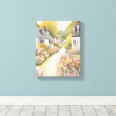 wilde-bloemweg | Coastal Beach Town Waterverf Canvas Afdruk (Insitu (Houten vloer))