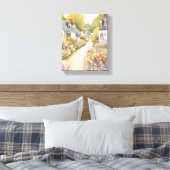 wilde-bloemweg | Coastal Beach Town Waterverf Canvas Afdruk (Insitu (Slaapkamer))