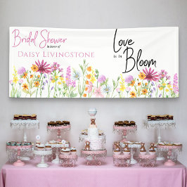 Wilde bloemweide Love is in Bloom Vrijgezellenfees Spandoek
