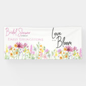 Wilde bloemweide Love is in Bloom Vrijgezellenfees Spandoek (Horizontaal)