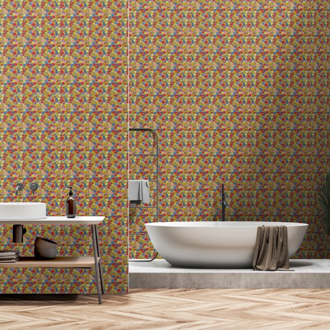 wilde-bloemziel behang (Badkamer)