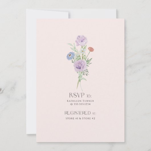 Wilde bloesbloem Waterverf Elegant Bridal Kaart (Achterkant)