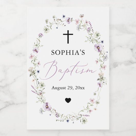 Wilde-bloesem-baptisme-mini-wijnfleslabels Wijn Etiket (Enkel label)