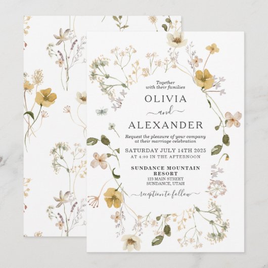 Wilde bloesem tuinbouwhuis Uitnodiging (Voorkant / Achterkant)