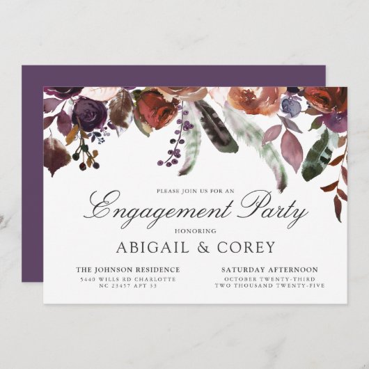 Wilde bloesem | Verlovingsfeest Uitnodigen Kaart (Voorkant / Achterkant)