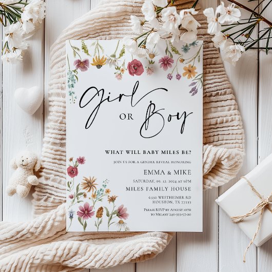 Wilde-bloesemmeisje of jongen Geslacht Uitnodiging