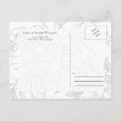 Wilde bloesems Black en White Calligraphy Wedding Aankondigingskaart (Achterkant)