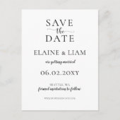 Wilde bloesems Black en White Calligraphy Wedding Aankondigingskaart (Voorkant)