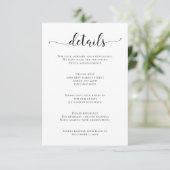 Wilde bloesems Black en White Calligraphy Wedding Informatiekaartje (Staand voorkant)