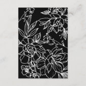 Wilde bloesems Black en White Calligraphy Wedding Informatiekaartje (Achterkant)