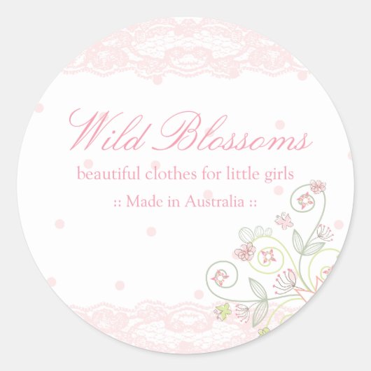 Wilde bloesems Etiket Sticker (Voorkant)