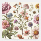 Wilde bloestikkers vierkante sticker (Voorkant)