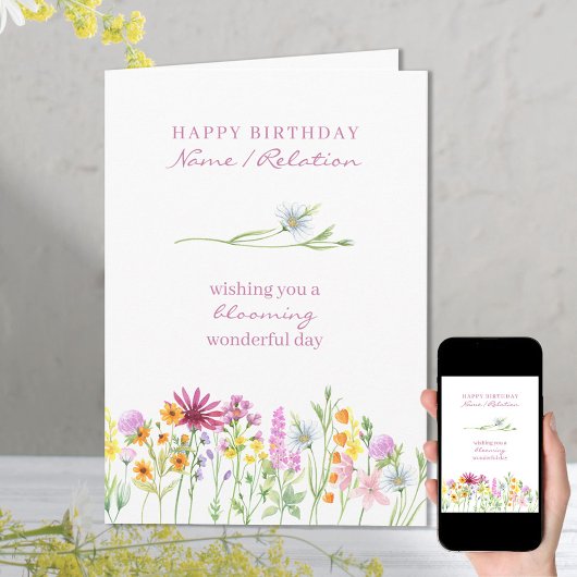  Wilde Blooming Wonderful Birthday Kaart