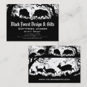 Wilde Boar en Deer: Duits Silhouette/Papieren knip Visitekaartje (Voorkant / Achterkant)
