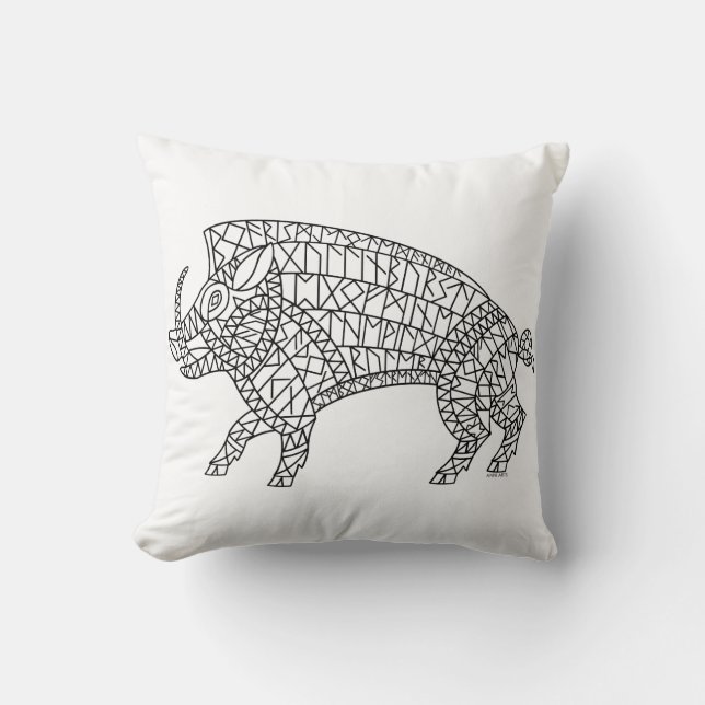 Wilde Boar met looppas Kussen (Voorkant)