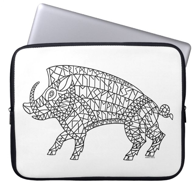 Wilde Boar met looppas Laptop Sleeve (Voorkant)