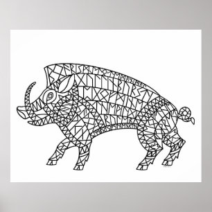 Wilde Boar met looppas Poster