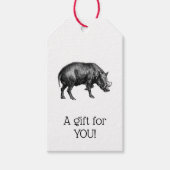  Wilde Boar Tekening BW#1 Kerstmis Cadeaulabel (Voorkant)