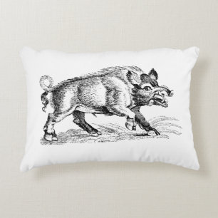  Wilde Boar Tekening BW #2 Accent Kussen