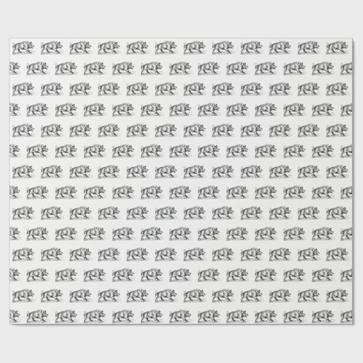 Wilde Boar Tekening BW #2 Cadeaupapier (Vlak)