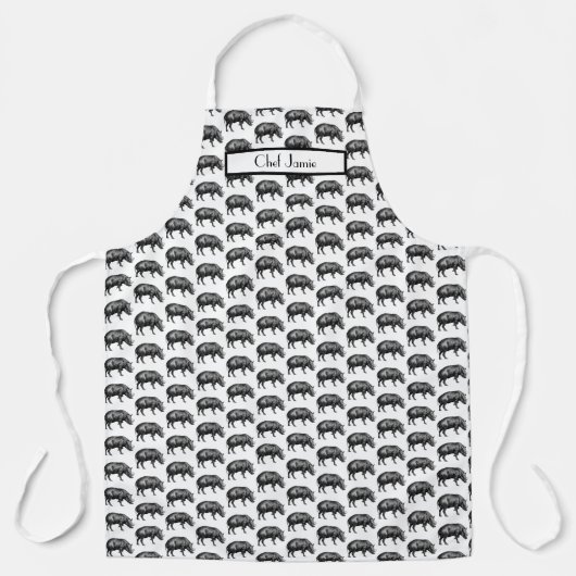  Wilde Boar Tekening BW #2  deel Schort (Voorkant)