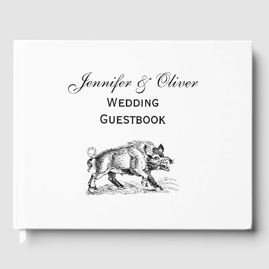  Wilde Boar Tekening BW #2 Gastenboek (Voorkant)