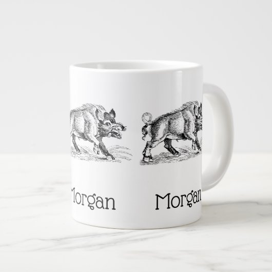  Wilde Boar Tekening BW #2 Grote Koffiekop (Voorkant rechts)