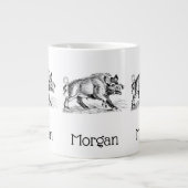  Wilde Boar Tekening BW #2 Grote Koffiekop (Voorkant)