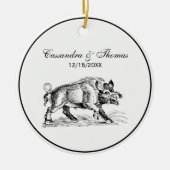  Wilde Boar Tekening BW #2 Keramisch Ornament (Voorkant)