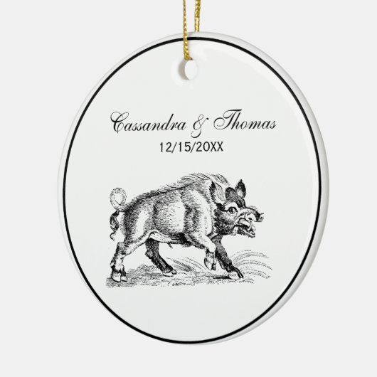  Wilde Boar Tekening BW #2 Keramisch Ornament (Links)