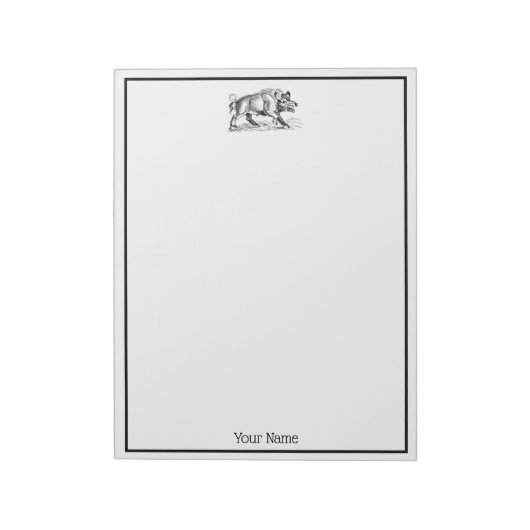  Wilde Boar Tekening BW #2 Notitieblok (Linkerzijde)